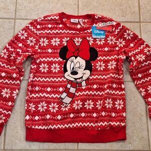 New Disney Minnie Mouse Red Christmas Sweater, Size Small